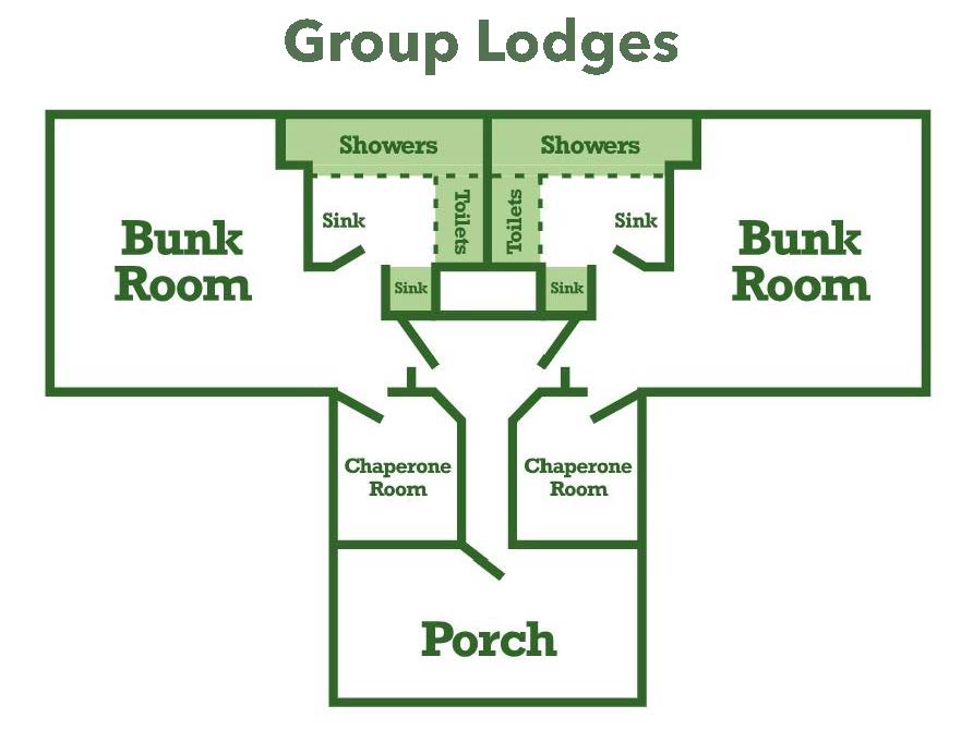 A floor plan of PEEC's Group Lodges