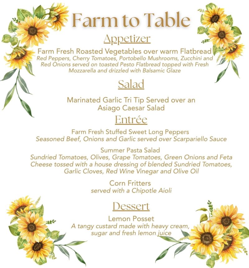2026 PEEC Farm to Table Menu